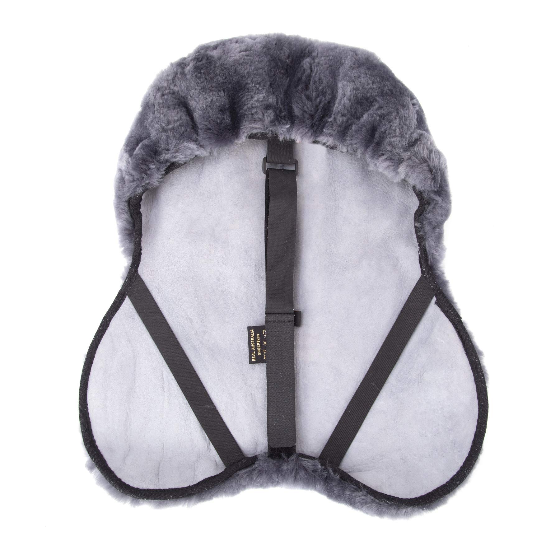 Merauno® Lambs wool Saddle Seat Cover Made of Merino Lambs wool for Optimal Comfort with Adjustable Touch Fasteners Strap Fits All English Saddles Colour: Natural, Black, Brown, Charcoal