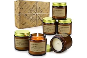 YINUO LIGHT 6 Pack Candles for Home Scented, Aromatherapy Candles Gifts for Women, Natural Soy Wax Long Lasting Amber Jar Candles Set for Men, Gifts for Birthday, Valentine's, Mother's, Anniversary, Christmas