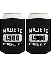 30th Birthday Gift Coolie Made 1988 Can Coolers Coolies 2 Pack Black