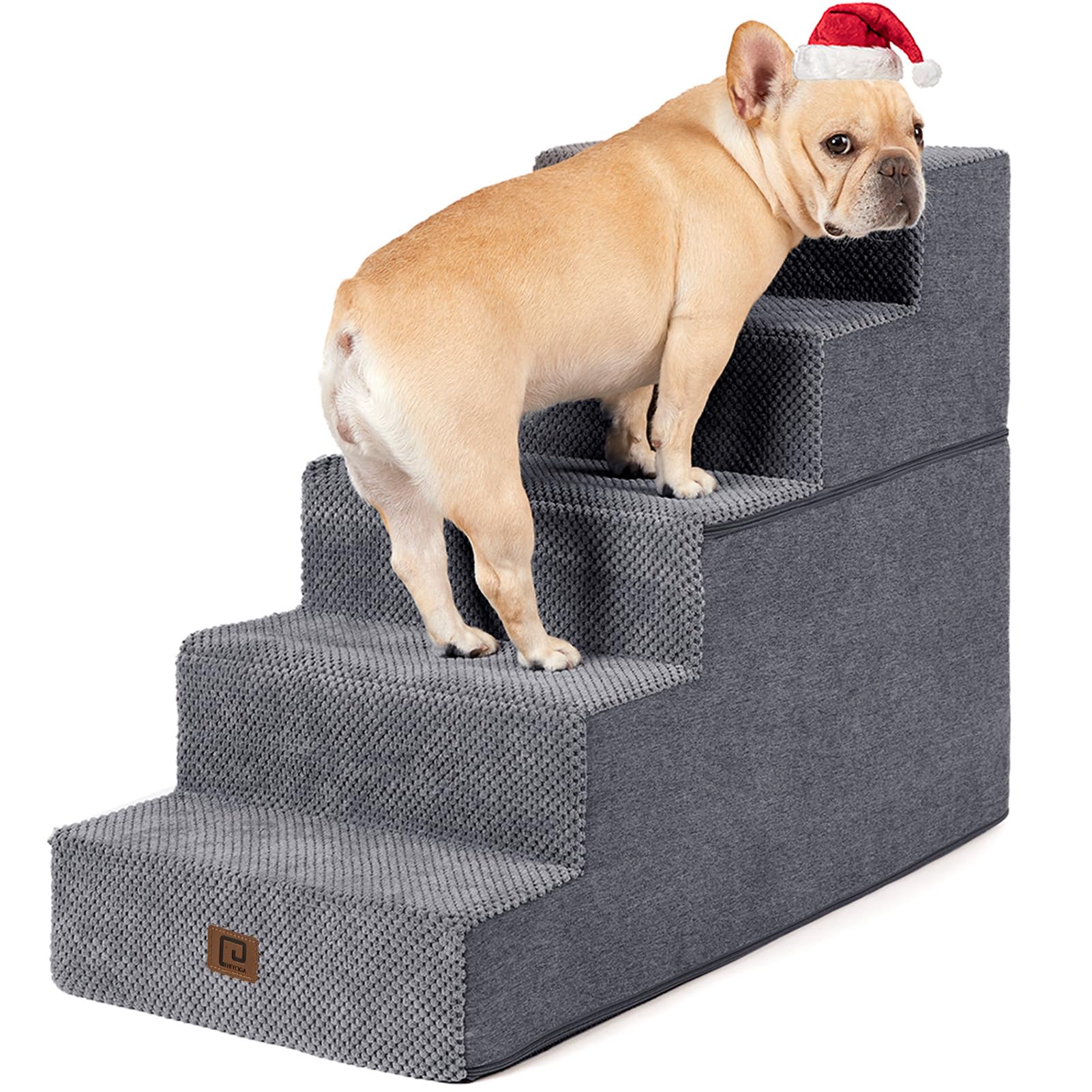 EHEYCIGA Dog Stairs Ramp for High Bed 22.5”H, 5-Step Dog Steps for Bed ...