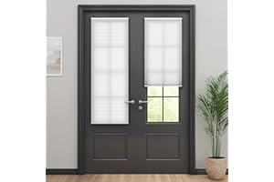 LazBlinds Cordless Cellular Shades for French Doors, No Drill French Door Blinds for Privacy, Light Filtering Honeycomb Shades for Front Door Patio Sliding Glass Door, 1 Pack, 30" W x 78" H, White