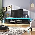 LED TV Stand for 95 Inch TV, Modern Gaming TV Stand with Power Outlet, High Gloss TV Console Entertainment Center with Storage for Living Room, Bedroom (83 Inch, Black)