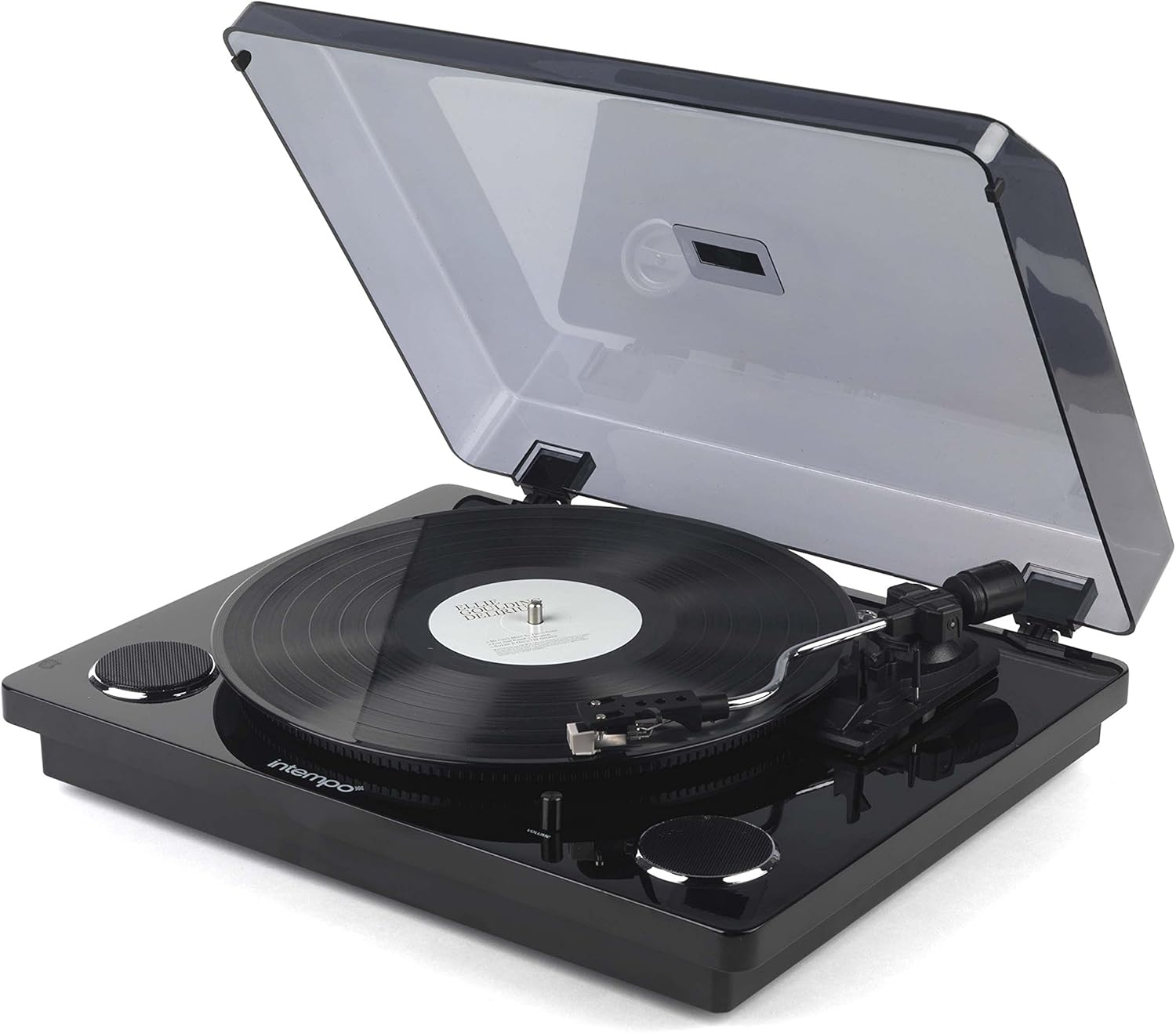 intempo vinyl turntable with stereo speakers