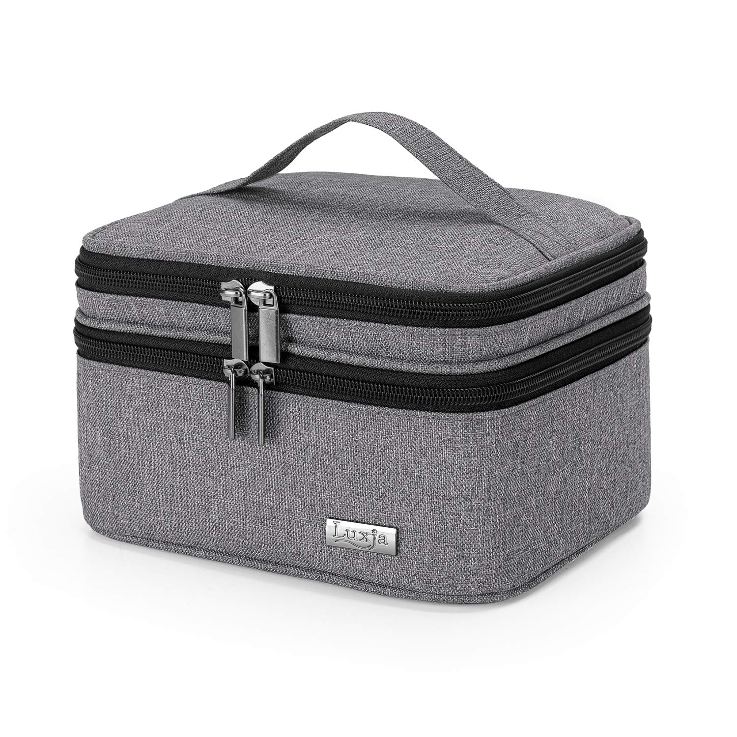 Luxja Oil Bag - Double-Layer Carrying Case, Holds 30 Bottles (5ml-30ml), Fits Roller Bottles, Travel Bag for Oils & Accessories, Grey