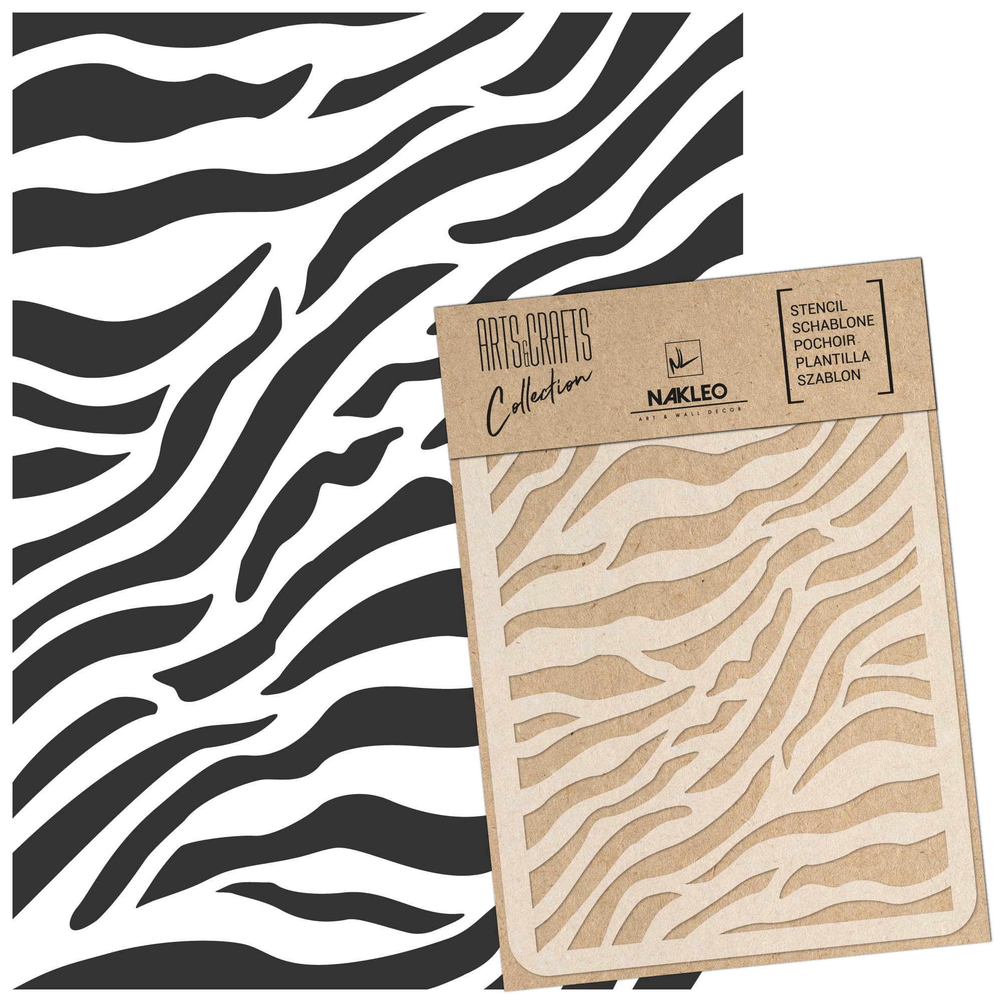 NAKLEO Painting Stencil for Crafts A3 30x42cm, Zebra Skin Animal Savanna Pattern, Reusable Plastic DIY & Scrapbooking Drawing Template, Decoupage Art Home Decor, Wall Wood Fabric Furniture