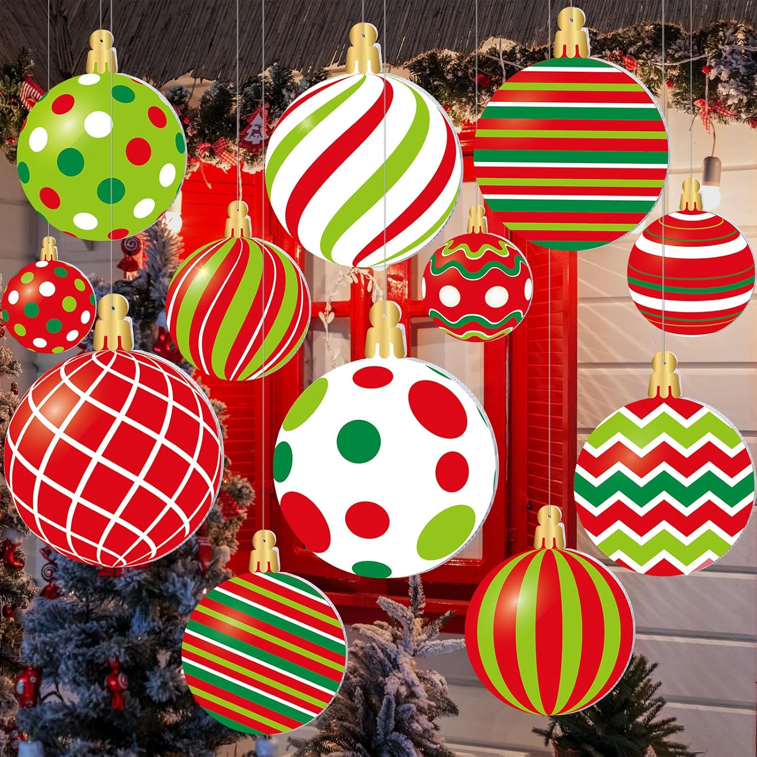 Yard Signs - 12 Piece 12 Inch Christmas Outdoor Decorations Hanging Ornament Yard Signs Outdoor Decoration Christmas Yard Signs Christmas Large Yard Decorations for Christmas Party (Vivid Style)