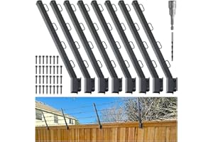 Epcee 8-Pack Angle 25° Fence Post Extender, 23.5" Fence Barbed Wire Extend Arm，for Outdoor Fences to Increase Height, Protect Privacy and Pets Jumping Off (8, 23.5in-25°Angles - Wood Post)