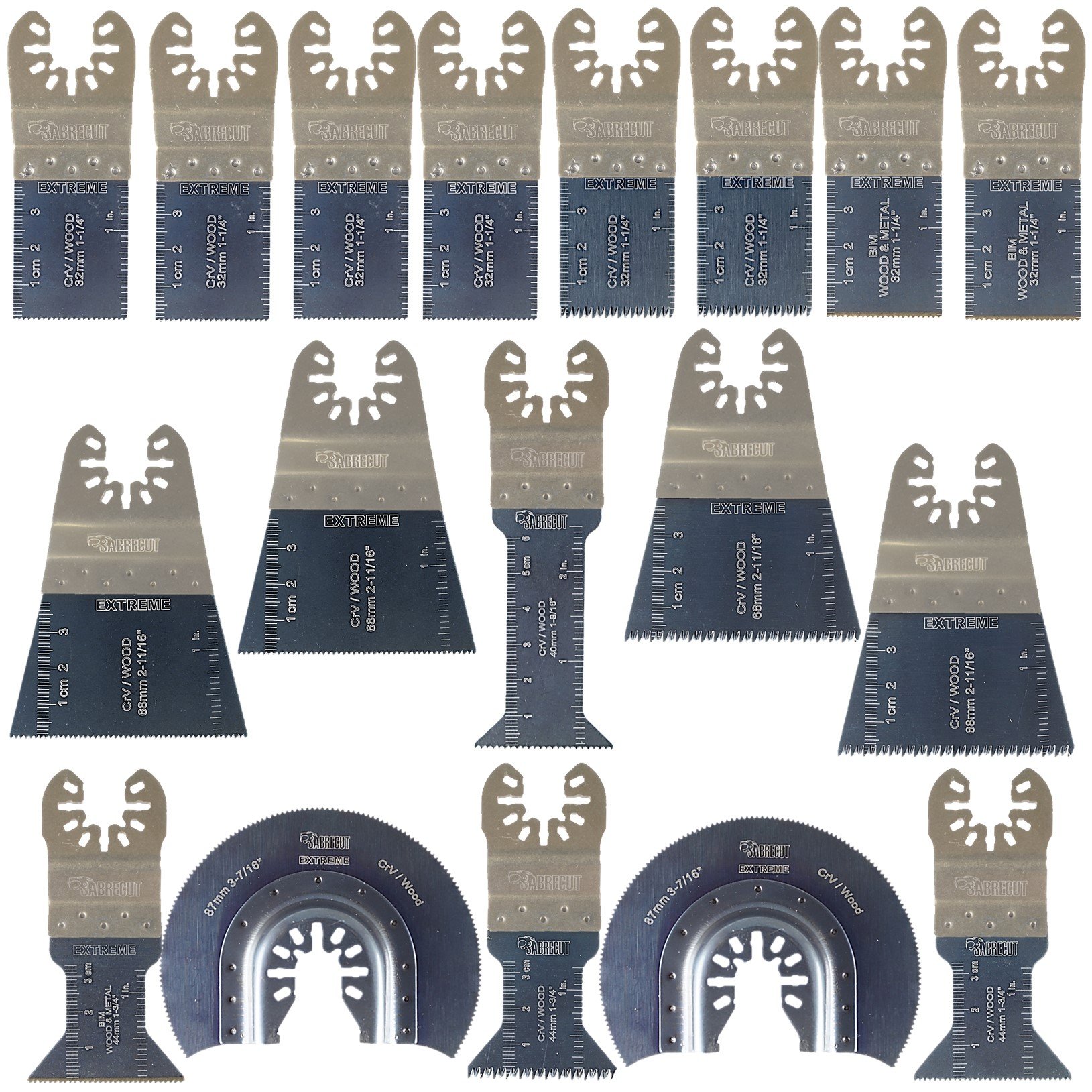 18 x SabreCut SPK18A Fast Fit Mix Blades Compatible with Dewalt Stanley Black and Decker Bosch Fein (Non-StarLock) Makita Milwaukee Einhell Parkside Ryobi Worx (Fast Change) Multitool Accessories