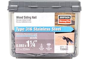 Simpson Strong Tie T3SND1 3D Cedar and Redwood Siding Nails 1-1/4-Inch and 14-Gauge, 316 Stainless Steel, 1-Pound, 495-Piece