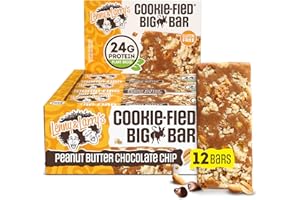 Lenny & Larry's Cookie-fied BIG BAR – Peanut Butter Chocolate Chip Vegan Protein Bars 12x90g – Healthy Snacks, 24g Plant Protein & 10g Prebiotic Fiber – Gluten free Power Bar, Keto Friendly & Vegan