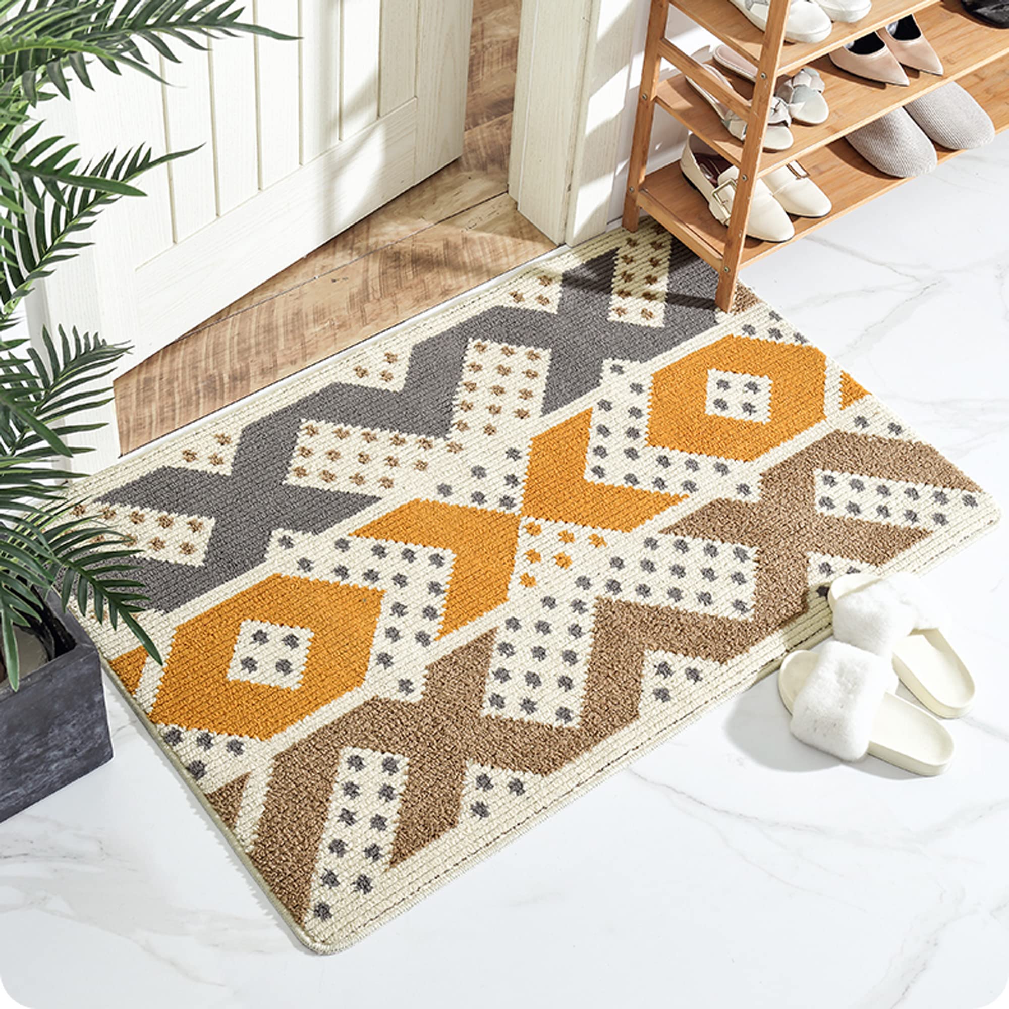 THRILRUG 50x80cm Indoor Door Mat,Non-Slip Absorbent Machine Washable Resist Dirt Entrance Rug,Low-Profile Front Door Mat for Back Door Inside Floor Rugs for Entryway-Abstract Art