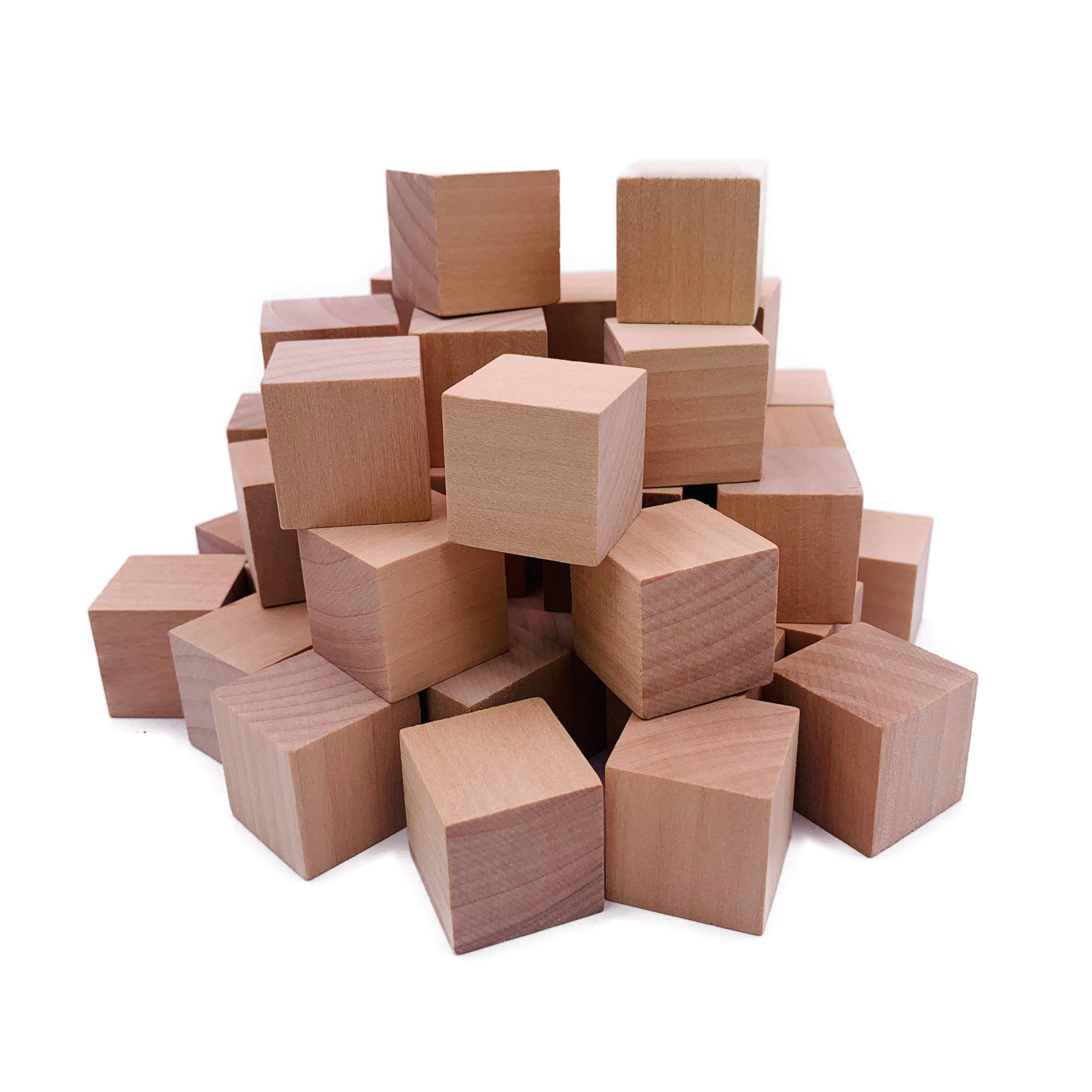 William Craft 130pcs 2.5cm Natural Solid Cube Wooden Unfinished Craft Wood Blocks Wood Cubes for DIY Craft Gifts