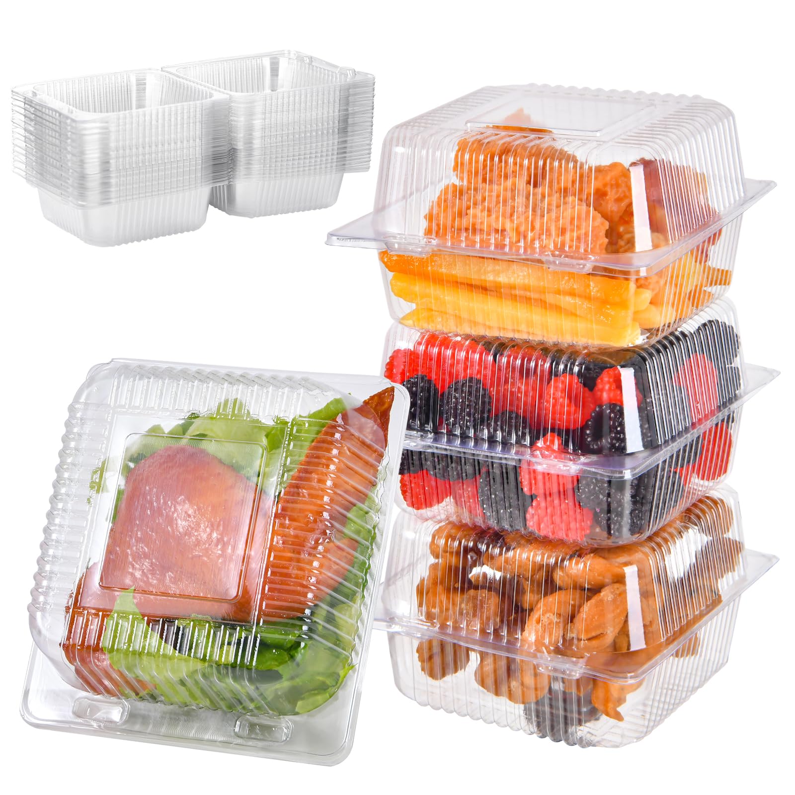 Essential Goods 40PCS Cake Boxes, Individual Cake Boxes for Cake Portions, 5.5 Inch Clear Cake Boxes for Dessert, Cake Slice, Salad, Muffin, Cheese