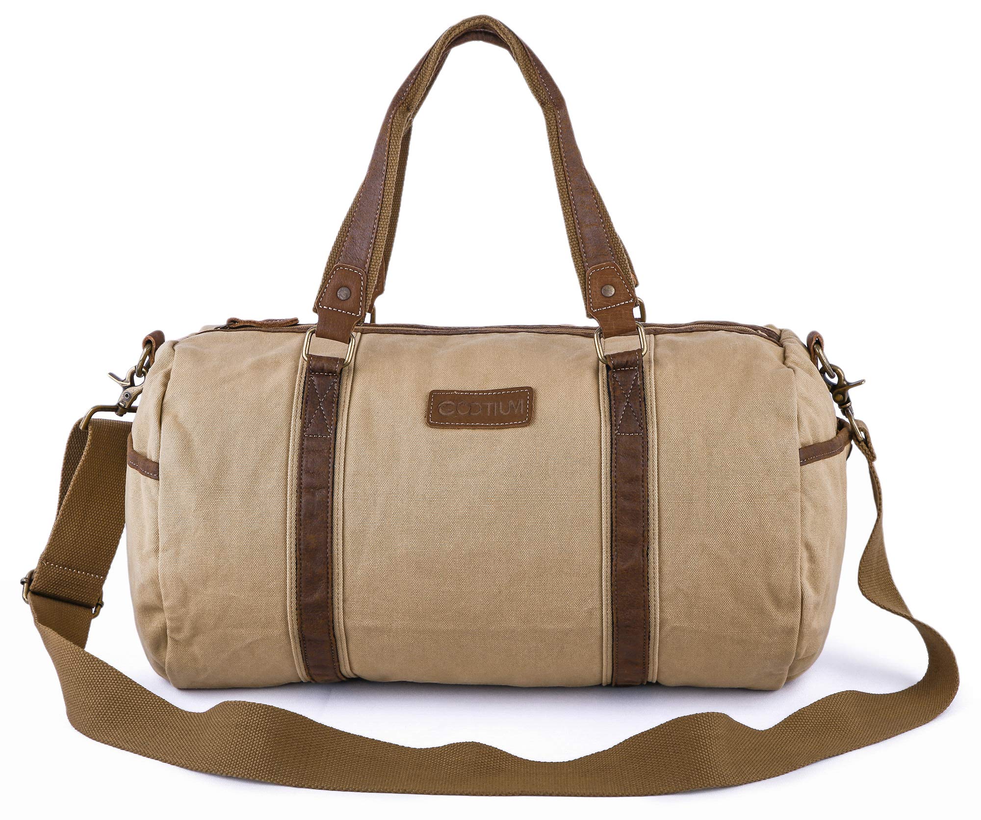 Gootium Canvas Duffel Bag - Classic Duffle Weekender Travel Gym Tote, 28L, Khaki