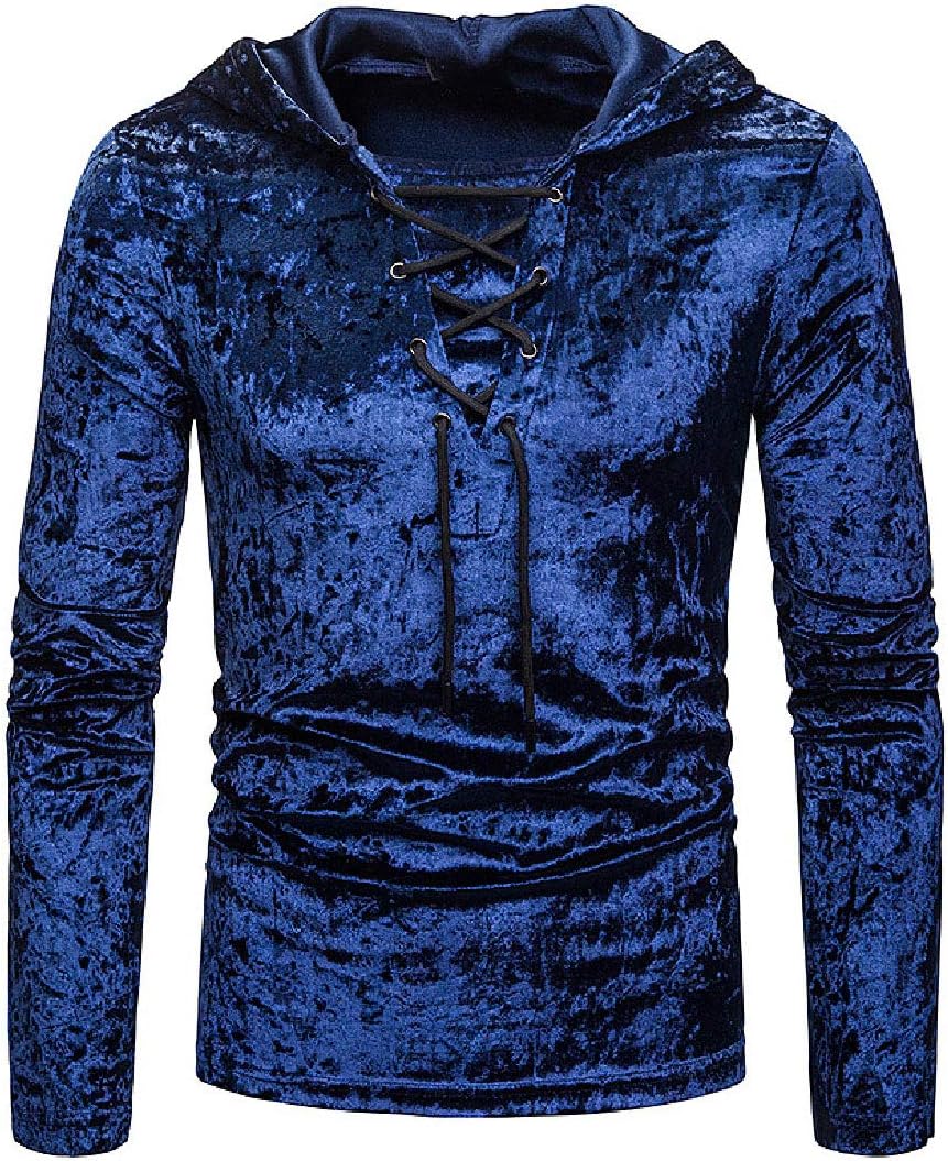 AngelSpace Men's Pure Colour Hoodie Velour Fall Winter Long Sleeve Shirts Tops
