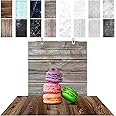 8PCS 16Patterns 34X22 Inch Product Food Photography Background Paper, Double Sided Marble/Wood/Cement Texture Pattern Flat Lay Photo Tabletop Backdrops Boards for Jewelry Cosmetics Makeup Props
