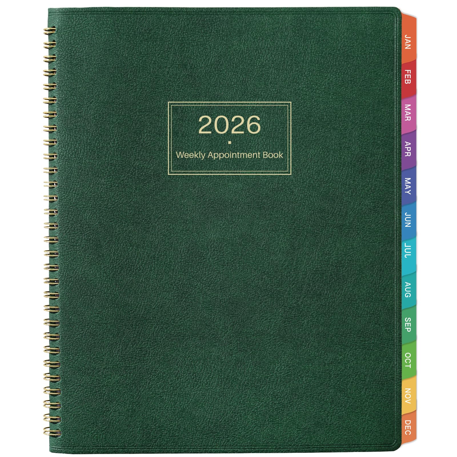 Photo 1 of 2026 Appointment Book - Daily Hourly Planner 2026, Jan 2026 - Dec 2026, 9"x 11", 2026 Planner Weekly and Monthly, Appointment Book/Planner 2026, 15-Minute Interval, Flexible Cover - Dark green