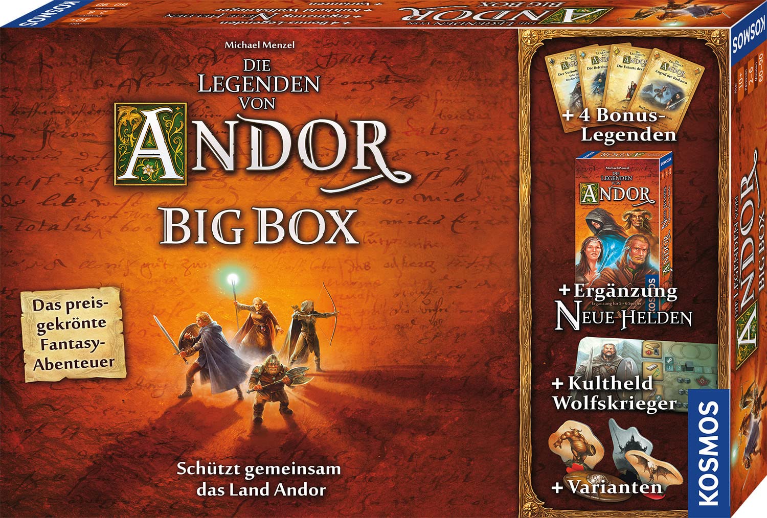 Kosmos 683122 The Legends of Andor Big Box Game, Basic Game (Connoisseur Game of the Year 2013) and Additional Supplement, Cooperative Fantasy Board Game from 10 Years, Andor Starter Set