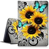 Case for iPad (A16) 11th Generation 11 Inch 2025/10th Generation 10.9 Inch 2022 PU Leather Smart Protective Cover with Auto Sleep/Wake for iPad 11/10 Gen,Sunflowers Blue Butterflies