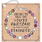 Desimtion Healing Natural Stone Bracelets for Women Girls, Sometimes You Forget You're Awesome -Christmas Gifts for Women Teen Girls, Best Friend Birthday Gifts for Women Friendship Bracelets