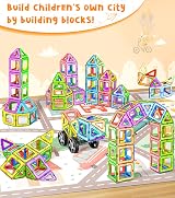 COOLJOYA Magnetic Tiles for Kids 50pcs STEM Building Blocks 3D 2D Creations view 2