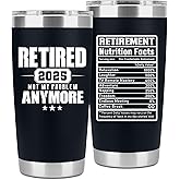 Retirement Gifts for Men 2025 - Retired Not My Problem Anymore - Funny Retired Tumbler for Men, Him, Father, Husband, Coworkers - Happy Retirement Gifts, Navy Tumbler 20 Oz (Black 20Oz 2025)