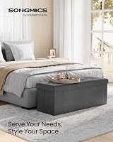 SONGMICS MAZIE Storage Ottoman Bench 110 cm Folding Foot Rest Dark Grey LSF80GYZ view 4