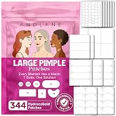 Andlane 344 Pcs Large Pimple Patches for Face &ndash; 7 Sizes XL Acne Patches | Big Hydrocolloid Bandages for Body, Chin, Forehead, Chest &amp; Back Hydrocolloid Patch (Round, Crescent, Oval &amp; Rectangular)