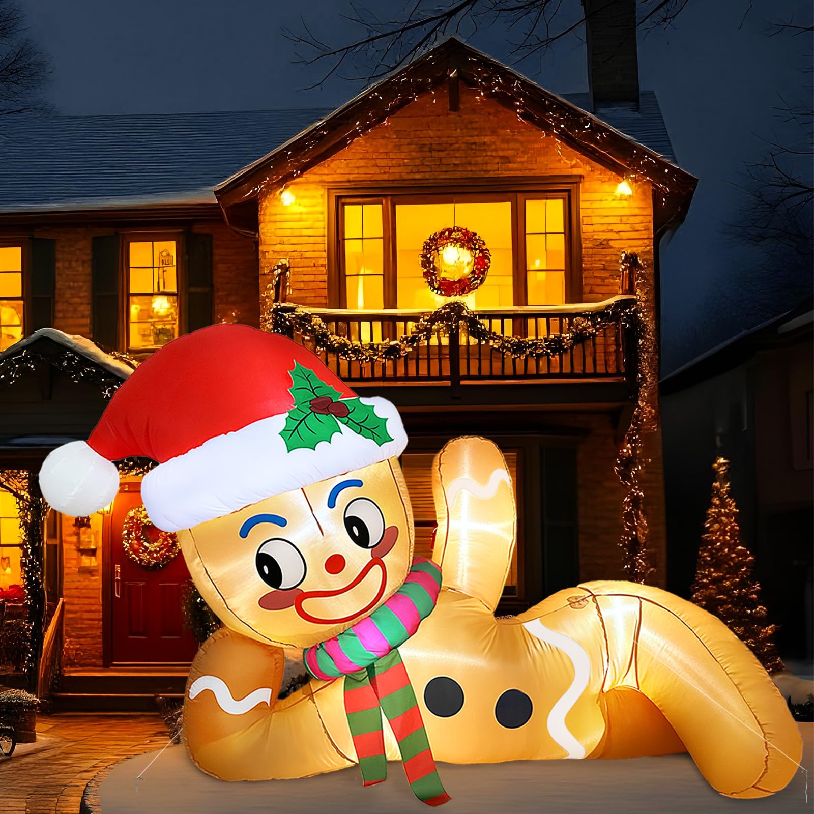 Photo 1 of OurWarm 10FT Christmas Inflatable Outdoor Decoration, Christmas Inflatables Gingerbread Man Christmas Blow Ups with LED Lights, Blow Up Christmas Decorations Outdoor for Holiday Garden Lawn Yard Decor