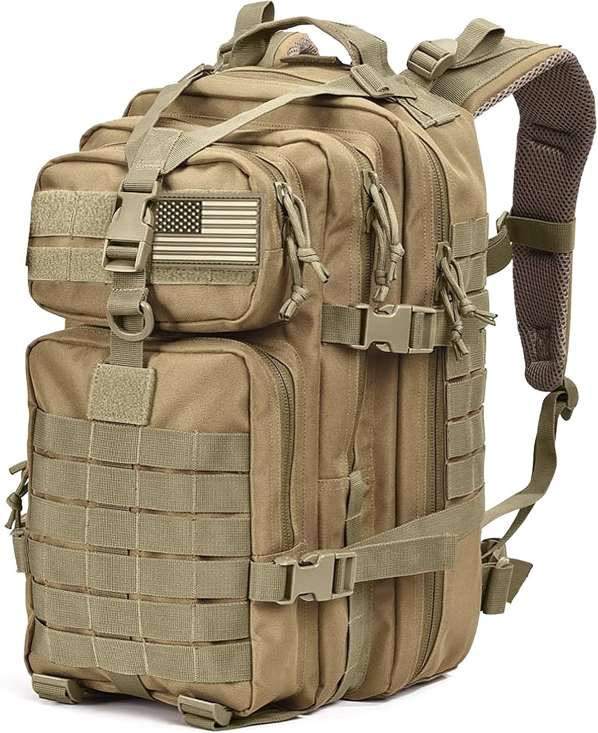 Tru Salute Military Tactical Backpack Large Tan Army 3 Day Assault Pack Molle Bugout Bag Rucksack (tan): Clothing