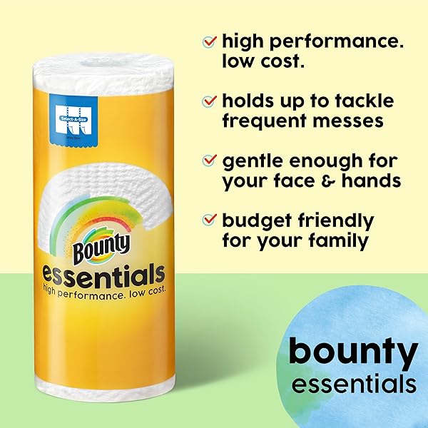 BOUNTY ESSENTIALS SELECT-A-SIZE PAPER TOWELS, WHITE, 2 TRIPLE ROLLS = 6 REGULAR ROLLS