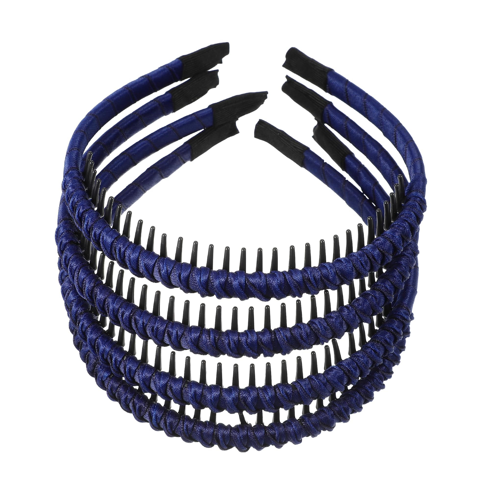 VOCOSTE 4pcs Teeth Comb Headband, Solid Color Tooth Hair Hoop, Deep Blue
