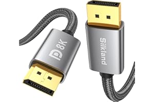Silkland [VESA Certified] 8K DisplayPort Cable 1.4, DP Cable [8K@60Hz, 4K@144Hz 120Hz, 2K@240Hz], 32.4Gbps HDR HDCP 2.2, Brai
