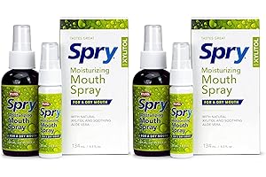 Spry Xylitol Moisturizing Bad Breath Mouth Spray, Oral Care Breath Spray with Spearmint Flavor, 4.5 fl.oz (Pack of 2)
