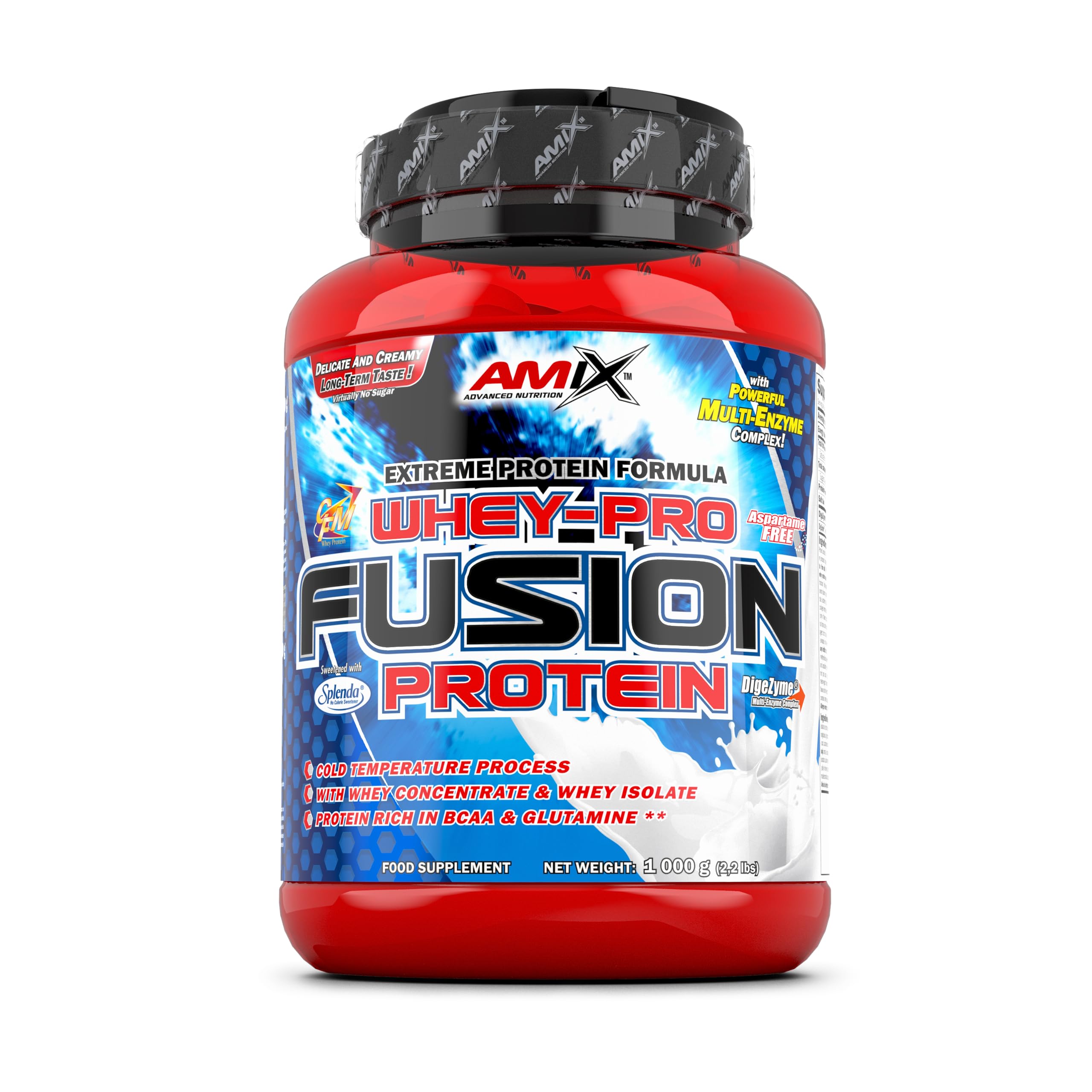 AMIX - Whey Protein - Pure Fusion - 1 kg - Ultra-Filtered Whey Concentrate - Protein Isolate with Splenda - Contains L-Glutamine - Proteins to Increase Muscle Mass - Chocolate Flavor