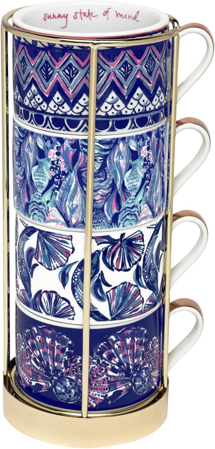 Lilly Pulitzer Cappuccino Mug Set of 4 (Blue Assorted) Amazon.ca Home & Kitchen