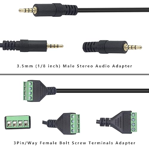 XMSJSIY Terminal Block Cable, 1/8 Inch TRRS Stereo Solderless Screw  Terminal Speaker Wire pole M