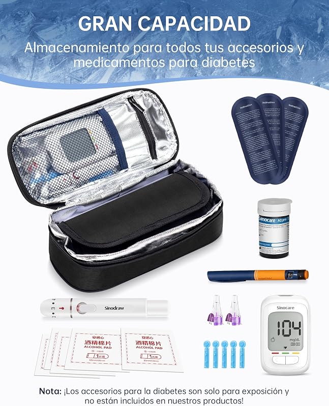 Estuche Isotérmico Insulina Diabéticos 3 Acumuladores Frío TSA