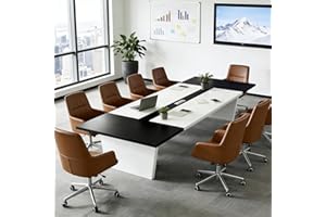 Modern Conference Table for Office, Large Meeting Table with Thick Desktop, Executive Boardroom Desk for Business, Training R