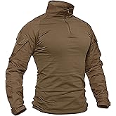 TACVASEN Men's Tactical Shirt Long Sleeve Combat Shirt 1/4 Zip with Pockets Military Army Paintball Airsoft Breathable