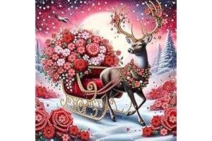 Lakequill Red Deer Special Shaped 5D DIY Partial Drill Diamond Art Kit Home Decor 30x30cm