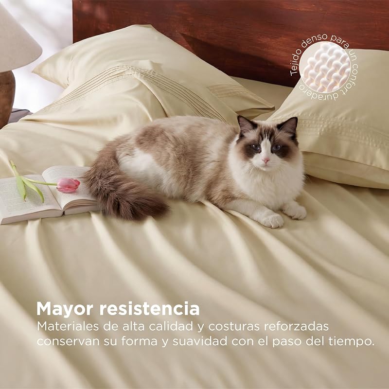 Beige Juego de Sábanas Microfibra - 90x190 cm，3 Piezas