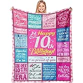 10 Year Old Girl Birthday Gifts, Happy 10th Birthday Blanket, 50" x 60" | 10th Birthday Decorations for Girl, Double Digits Birthday Girl, 10 Year Old Girls Gift for Daughter, Granddaughter or Niece