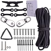 Kayak Canoes Anchor Trolley Kit System w/Pulleys Pad Eye Cleats Ring 30 Feet of Rope