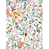 MAGAFA Floral Peel & Stick Wallpaper - Renter Friendly, Pink Vintage, Watercolor Wall Decoration, 17.5'x118.1'