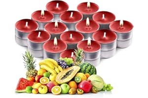 RAMBUE Red Scented Tealight Candles - Pack of 30 Red Tea Lights Candles with Long Lasting Aromas - Tropical Delight Fragranced Red Tealight Candles - 4 Hour Burn Time
