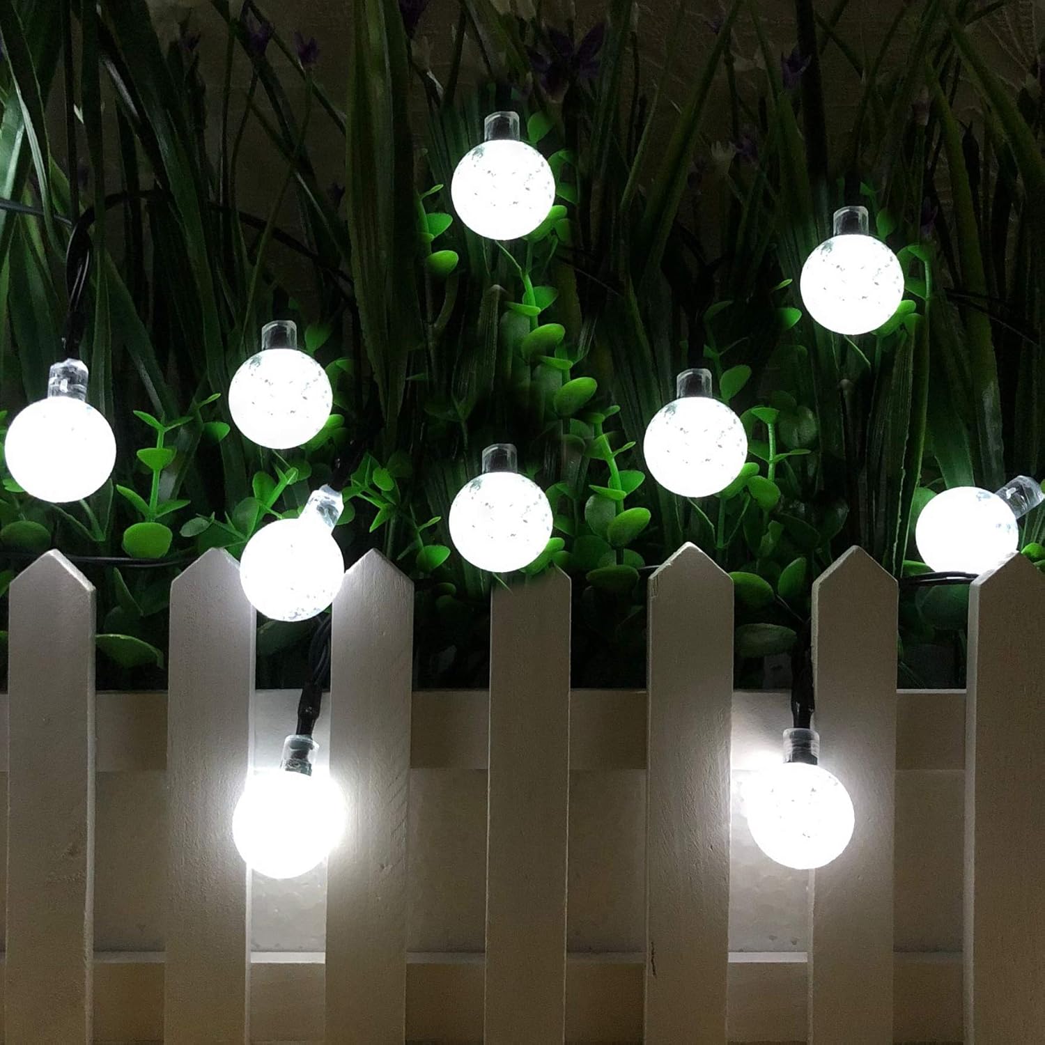 Solar String Lights Globe 38 Feet 66 Crystal Balls Waterproof LED Fairy Lights 8 Modes Outdoor Starry Lights Solar Powered String Light for Garden Yard Home Party Wedding Decoration(White) - - 