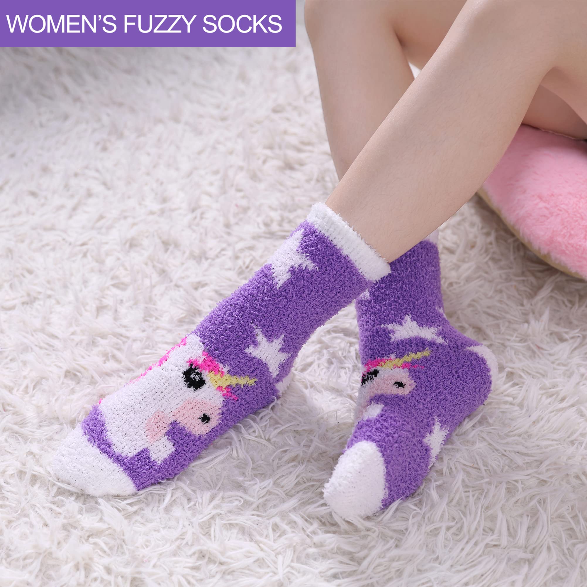 DYW Fuzzy Socks for Women Soft Cozy Fluffy Winter Warm Slipper Socks Home Sleeping Animal Socks
