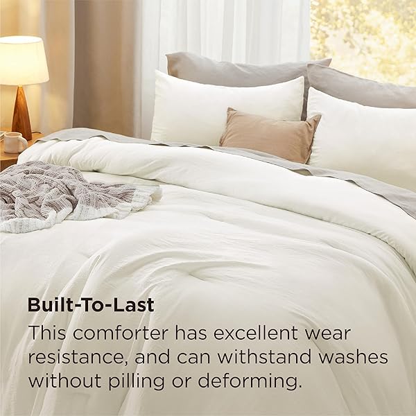 BEDSURE CALIFORNIA KING COMFORTER SET, IVORY SOFT PREWASHED BEDDING FOR ALL SEASONS, 3 PIECES GENTLESOFT™ BED SET, 1 LIGHTWEIGHT COMFORTER (104″X96″) AND 2 PILLOWCASES (20″X36″)