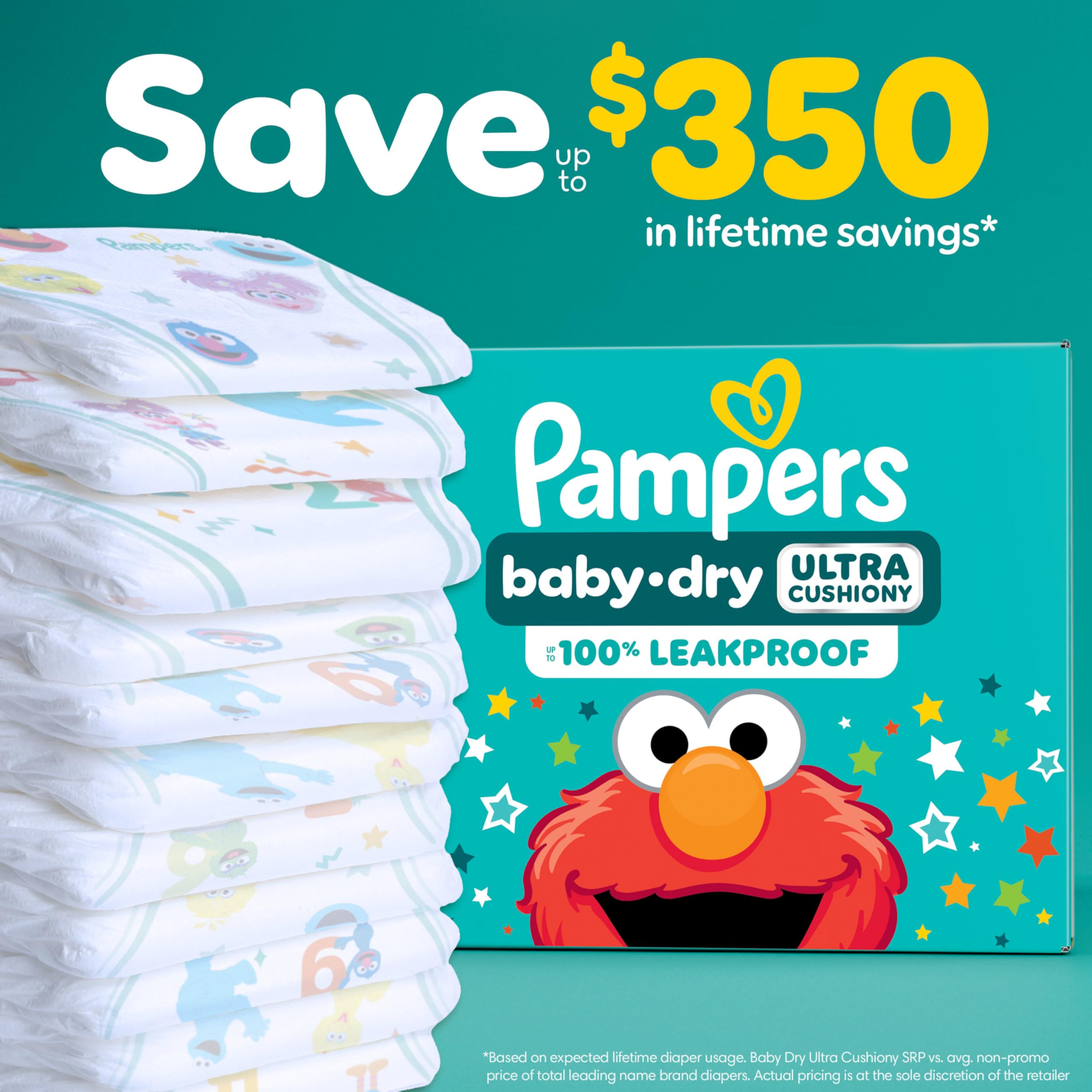 Pampers Diapers - Baby Dry - Size 0, 104 Count, Absorbent Disposable Newbort Diaper (Packaging May Vary)